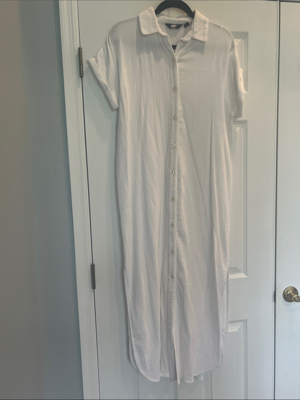 Lands' End White Button-Up Lightweight Shirt